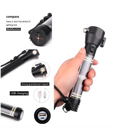 10 in 1 Flashlight Car LED Flashlight for Emergencies Window Breaker Seatbelt Cutter Multifunction Solar Flashlights USB Rechargeable 7 Modes Flashlight Red - Buy Online on GoSupps.com