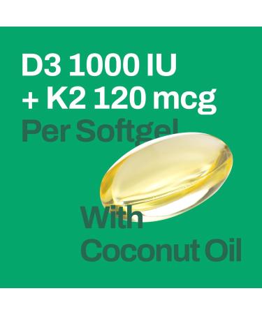 Vitasave Vitamin D3 & K2 Softgels - High Potency 1000 IU D3 & 120 mcg K2 (240 Softgels) 240 count (Pack of 1) - Buy Online on GoSupps.com