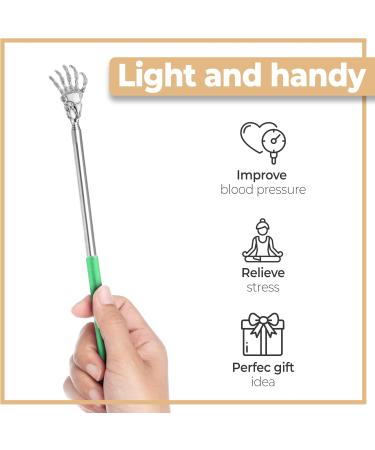 Retoo Telescopic Back Scratch Rod - High-Quality Stainless Steel 58.5 cm Portable Handle Green - Ideal for Itching Relief - Buy Online on GoSupps.com