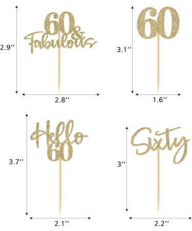 48PCS 60th Birthday Cupcake Toppers Glitter Hello 60 Cupcake Topper 60 Fabulous Sixty Cupcake Picks for Happy 60th Birthday Wedding Anniversary Party Cake Decorations Supplies Champagne Gold 60th Champagne Gold - Buy Online on GoSupps.com