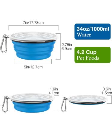 Buy Pawaboo Foldable Dog Bowl - Set of 2 1000ml Travel Bowls for Dogs | Eco-Friendly & Portable Dog Water Bowls - Buy Online on GoSupps.com