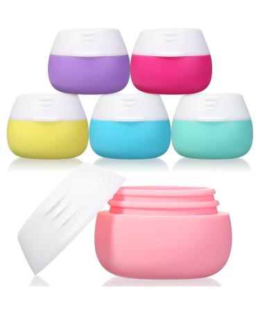 Nuogo 6 Pcs Travel Containers for Toiletries Silicone Cream Jars Refillable Bottles Small Sample Portable Leak Proof Accessories with Lid Cosmetic Makeup (Vivid Colors)