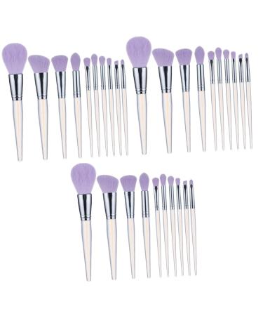 FRCOLOR 30 Pcs 10 Makeup Brushes Face Powder Brush Face Powder Blush Loose Paint Brush Crystal Handle Makeup Brush Face Makeup Tools Purple Cosmetic Brush Fiber Wool Artificial