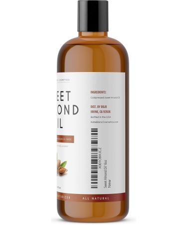 Kate Blanc Cosmetics Sweet Almond Oil (16oz) - 100% Pure Cold Pressed Body Oil for Hair & Skin | Hexane Free Ideal for Massage & Aromatherapy - Buy Online on GoSupps.com