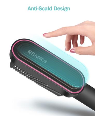 EZBASICS Ionic Hair Straightening Brush - 9 Heat Levels for Frizz-Free Silky Hair - Fast Heating & Anti-Scald - Professional Salon Results at Home - Buy Online on GoSupps.com