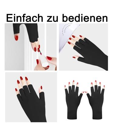 UV Gloves for Nail Care - Fingerless Gel Manicure Gloves for Women | Sun Protection & Nail Art - Black - Buy Online on GoSupps.com