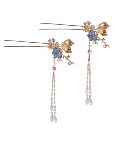 Minkissy Chinese Hair Stick 1 Pair of Retro Flower Hair Chopsticks Hairpin Japanese Chignon Pin Vintage Hair Accessories