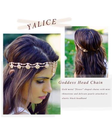 Yalice Indian Flower Head Chain Jewelry - Gold Crystal Headband for Women and Girls - Buy Online on GoSupps.com
