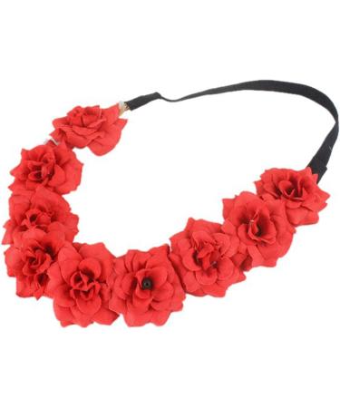 amangul Flower Headband for Bridal Women Wedding Hairband Crown Headhoop Elegant Headpiece Lady Girl Party Hair Accessories(Yellow Pink) - Buy Online on GoSupps.com