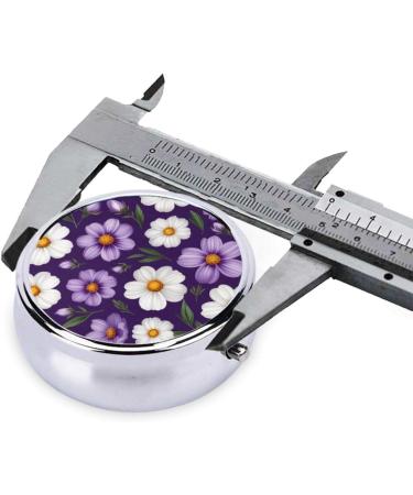 Buy Purple White Floral Printed Pill Organizer - Round Travel Mini Medicine Box for Purse - Iron Plating One Size - Buy Online on GoSupps.com