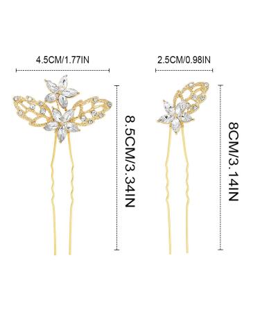 Vakkey Crystal Wedding Hair Needles - Gold Leaf Hair Clips & Rhinestone Head Jewelry for Brides & Girls (4 Pack) - Buy Online on GoSupps.com