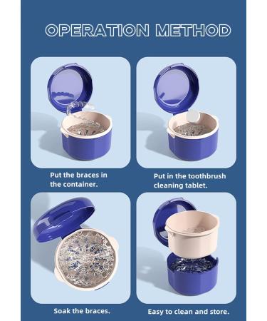 Binqilin Portable Denture Box for Artificial Teeth - Blue Storage Container with Sieve Basket for Cleaning & Bathing - Ideal for Soft Dentures - Buy Online on GoSupps.com