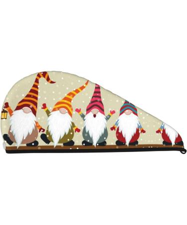 Christmas Gnome Microfiber Hair Towel - Soft Super Absorbent Coral Velvet Wrap for Women | Quick Dry Hair Cap for Long Curly & Thick Hair - Buy Online on GoSupps.com