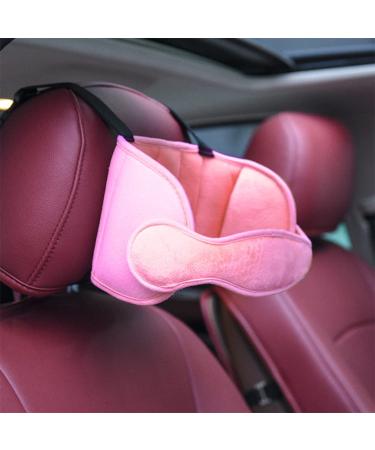 AIPINQI Car Seat Head Support Kids Toddler Carseat Head Support Band Head Strap Head Support for Car Seat Safe Sleep Solution for Car Plane Travel Pink