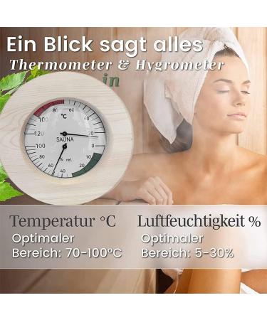 Doengdfo Wooden Sauna Thermometer & Hygrometer - Elegant Birch Alder & Aspen Sauna Accessory - Buy Online on GoSupps.com