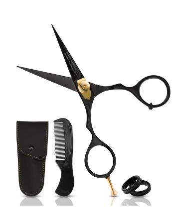 5.5 "Ontaki Premium Hand forged Japanese steel-hair-beard cord-cut-cut-trim-trim-grown-face hair pony (black)-Bartscher scissors-scissors nasal hair-mustache scissors - Buy Online on GoSupps.com