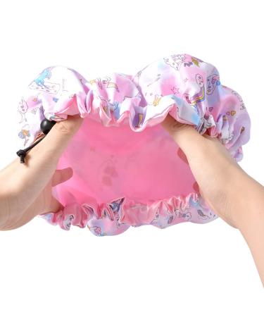 3 Pieces Kids Unicorn Satin Bonnet Set | Adjustable Sleeping Cap for Natural Hair | Pink Night Hats for Teens, Toddlers, Child, Babies | Reversible Double C-unicorn - Buy Online on GoSupps.com