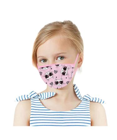 Yliquor 1PC Printed Cotton Facial Covering Washable Face Protection Breathable Cute Cartoon Face Bandanas Anti-Haze Dustproof for Kids (1 PC E)