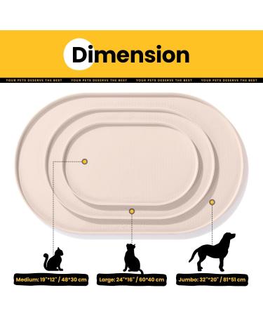 Conlun Dog Bowl Pad - BPA-Free Silicone Mat for Cats & Dogs 60x40 cm High Edges to Prevent Spills Beige - Buy Online on GoSupps.com