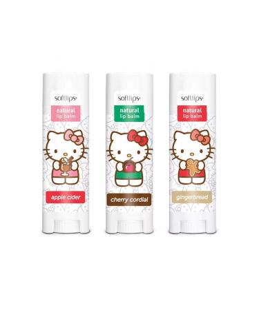 Softlips Hello Kitty Limited Edition Holiday Lip Balm Set - Gingerbread, Apple Cider, Cherry Cordial (3pc Pack) - Buy Online on GoSupps.com