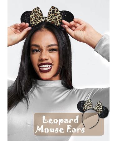 Leopard Minnie Mouse Ears Headband Set for Halloween Costume - 3PCS - Buy Online on GoSupps.com