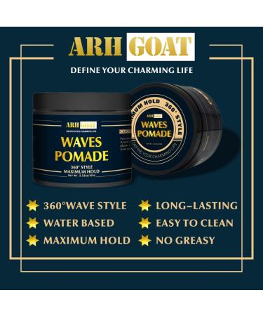ARHGOAT Hair Pomade for Men - Water Based Cream for 360 Waves, Strong Hold & Silky Smooth Styling - 3.53oz - Buy Online on GoSupps.com