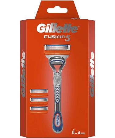 Gillette fusion 5 razors for men razor grip + 4 razor blades with 5 blades with sliding coating for a barely noticeable shave