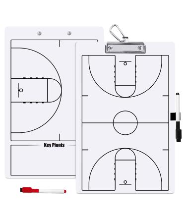 LEAP Coach Board Premium Dry Erase Coaching Board Double Sided Design Tactics Board Whiteboard for Soccer Basketball Baseball Coaches with Dry Erase Marker Pen Carabiner and Pen Holder Basketball-Whiteboard