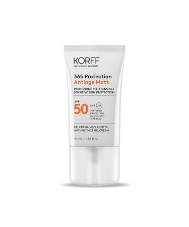 Korff 365 Anti-Age Protection Matt SPF50+ Anti-Aging Face Cream Gel for Sensitive Skin High Protection Water Resistant 40 ml