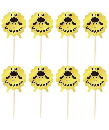 8 Pcs Eid Mubarak Cupcake Toppers Cute Sheep Ramadan Cake Toppers Paper Cupcake Decorative for Islamic Muslim