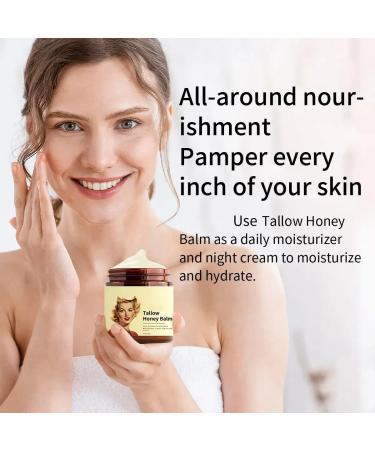 Beef Tallow for Skin Tallow and Honey Cream Grass Organic Fed Tallow Organic Face Moisturizer Body Lotion Skin Care Cream for Dry Skin Yellow - Buy Online on GoSupps.com