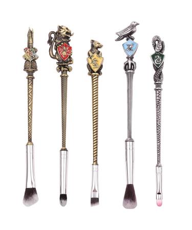 Potter Makeup Brush Set for Women - 5pcs Metal Magic Eye Shadow, Eyeliner, Lip Brush Beauty Tools with Gift Bag (Bronze01) - Buy Online on GoSupps.com