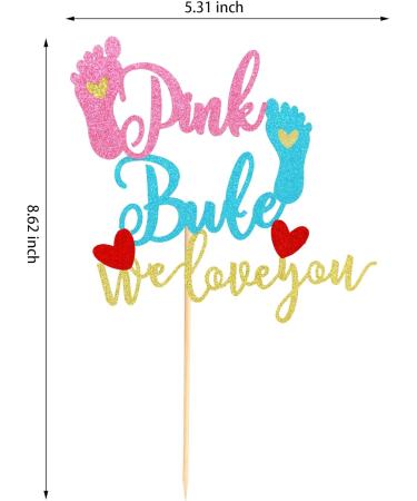 Arthsdite 1Pc Pink or Blue We Love You Cake Topper with Footprint Gender Reveal Cake Decorations for Baby Shower Gender Reveal Theme Kids Boys Girls Birthday Party Decoration Supplies Pink Or Bule Cake Topper - Buy Online on GoSupps.com