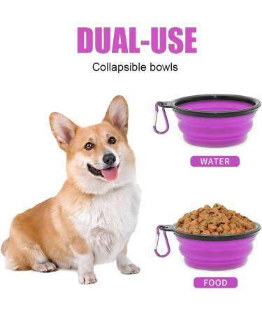 Coolon Collapsible Dog Bowl | Portable Dog & Cat Water Bowl | Foldable Medium 650ml with Carabiners - Purple - Buy Online on GoSupps.com