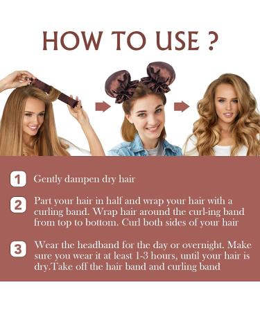Sleep In Heatless Hair Curlers for Long & Medium Hair - 2 Piece DIY Hair Styling Kit in Brown Deep Brown - Soft Satin Caps included - Buy Online on GoSupps.com