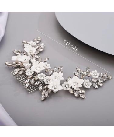 Chargances Wedding Brides Flower Crystal Hair Comb Bridesmaid Leaf Rhinestone Hair Vine Comb Handmade Hair Accessories for Women Girls Porm Head Pieces (Rose Gold) - Buy Online on GoSupps.com