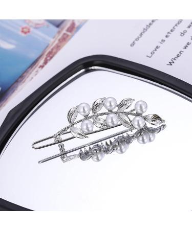 Inilbran Vintage Pearl Leaf Hair Clips Silver Pearl Wedding Hair Barrette Clip French Olive Leaf Pearl Hairpin Clip Pearl Leaf Hair Pins Decorative Headwear Pearl Head Clip Accessories for Women - Buy Online on GoSupps.com