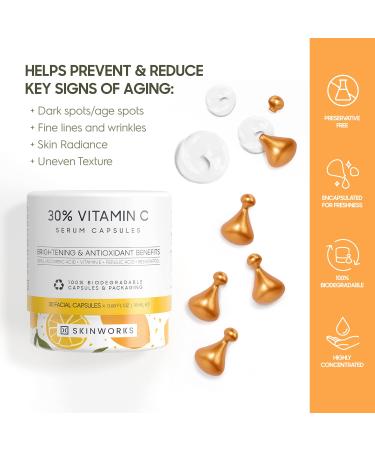 Skinworks Ultra Potent 30% Vitamin C Serum for Face - Brightening Dark Spots, Anti-Wrinkle & Anti-Aging Formula with Vitamin E, Ferulic Acid - Unscented 0.61 Fl Oz (BIODEGRADABLE) - 30 Count - Buy Online on GoSupps.com