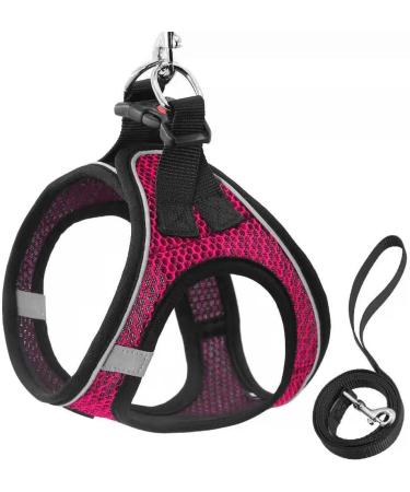 LOOK ANDES Adjustable Cat Harness with Leash & Breakable Dishes - Reflective Pink Design for Cats & Puppies (Chest 30-35cm) - Buy Online on GoSupps.com