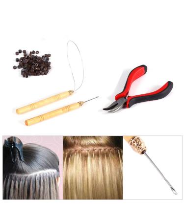 Filfeel Hair Extensions Tool Set - 100 Microring Pearls Hook Needle Tension Loop & Pliers for Seamless Extensions - Buy Online on GoSupps.com