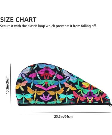 Cute Dragonflies Coral Velvet Hair Drying Cap with Buttons | Perfect for Curly Long & Thick Hair | Anti-Frizz Solution - Buy Online on GoSupps.com