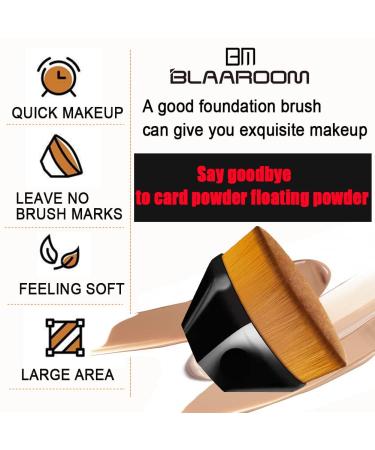 Velour Triangle Powder Puff & Kabuki Brush Set for Flawless Face Makeup | Black+White - Buy Online on GoSupps.com