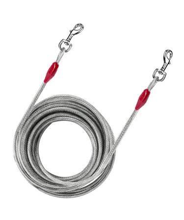 Dog leash for outside 6 m robust steel spiral with a skewer (45 cm) for dogs for camping for dogs 56.7 kg (only cable 6 m) only cable 20 feet (6m)