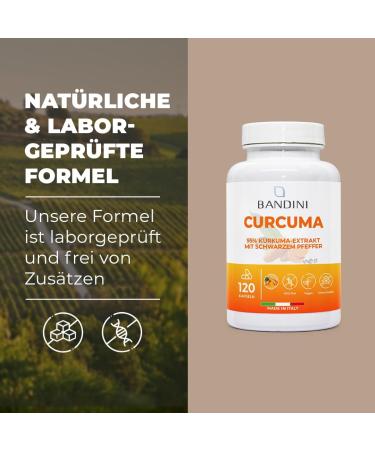Buy Bandini Curcuma Extract - 120 Capsules (4-Month Supply) | High Curcumin & Piperine | GMO-Free Vegan Lab Tested - Buy Online on GoSupps.com