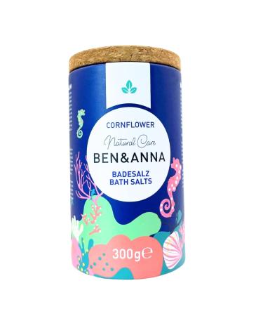 Ben & Anna Sels de bain de qualit sup rieure pour bain de relaxation musculaire avec sel de mer - Additif de bain parfait - Hydratant et nettoyant pour la peau avec effet apaisant (300 g (1 paquet 300 g (Lot de 1) Bleuet