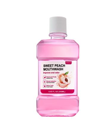 Fresh Breath Mouthwash ICY Mint Flavor Alcohol-Free Healthy Gums Mouthwash Clean (8.45 FLOZ Sweet Peach) Sweet Peach 8.45 Fl Oz (Pack of 1)