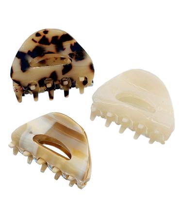 VinBee 3 PACK Hair Claw Clips Cellulose Acetate Cutout Tortoise Shell Barrettes Claw Clips Celluloid Leopard Print Stylish Hair Accessories for Women Girls French Design Hair Crab Clamps Leopard + Brown + White