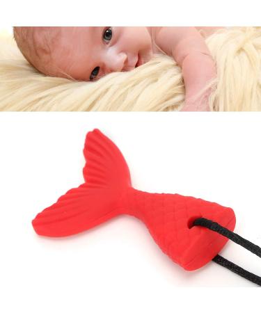 Buy Baby Teether - Silicone Fishtail Shape Teething Stick & Pendant Necklace (Red) | Soft & Safe Chew Toy for Infants - Buy Online on GoSupps.com