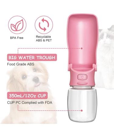 Rainpal Foldable Dog Water Bottle - 12oz Leak Proof Portable Pet Dispenser | BPA-Free Pink Travel Bottle for Hiking & Outdoor Adventures - Buy Online on GoSupps.com