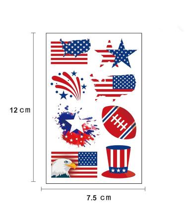4th of July Temporary Tattoos - 100pcs Fake Tattoos for Kids & Adults | Independence Day Body Art Stickers in Red White Blue | Memorial Day, Labor Day, USA National Flag Decor - Buy Online on GoSupps.com